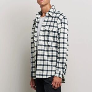 Filson Alaskan guide shirt S cream black plaid cotton flannel classic timeless